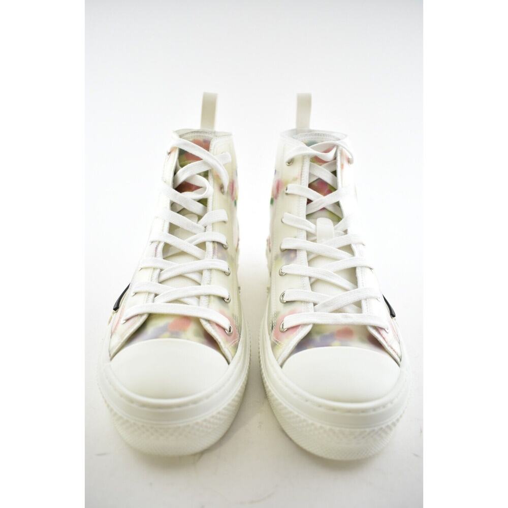 Dior Mens B23 Floral Technical Canvas White High Top Lace Up Flat Sneaker 40 7 - Picture 5 of 11